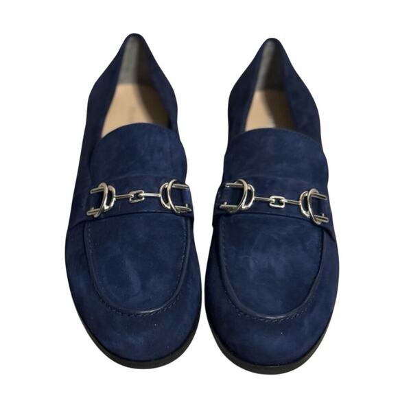 Stuart Weitzman Owen Buckle Loafers Suede Navy Blue Women’s Horsebit Size 9.5 - Picture 3 of 11